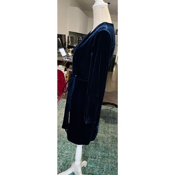 Whistles Lavone Silk Mix Velvet Wrap Mini Dress Dark Blue with tassels Sz 4 $379 - Picture 13 of 16